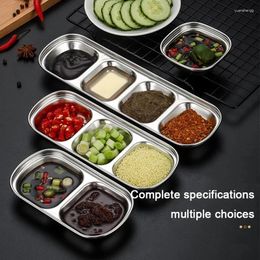 Storage Boxes 1/2/3/4 Grids Stainless Steel Kitchen Tableware Seasoning Dish Barbecue Dipping Bowls Vinegar Plates