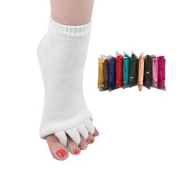 Sports Socks 2 Pairs Knit Five Finger Toe Women Correction Bunions Breathable Non Slip Sweat Absorption Adults Open Toes Yoga3466501