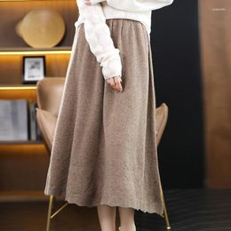 Skirts 2023 FRSEUCAG 100 Pure Wool Women's Skirt Fashion Knitted Loose Cashmere Solid Autumn Winter High End