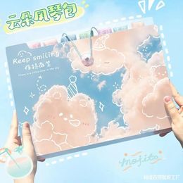 Filing Supplies Cartoon Cloud Organ Bag A4 Folder Multilayer Test Paper Storage Bag Korean Cute Classification Data Book File Bag 231027