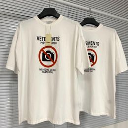 21SS Europe France Vetements Shop No Social Media Antisocial Embroidery Tshirt Fashion Mens T Shirts Women Clothes Casual Cotton T295y