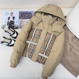 Designer Down Jackets Womens Coat Vintage Plaid Decoration Long Sleeved High Neck Detachable Hat Double-sided Coats Winter Jacket Women Clothes Doudoune Femme