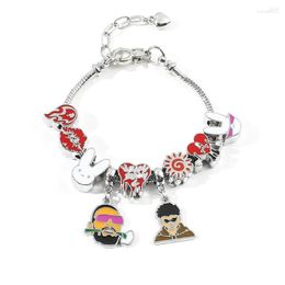 Bangle YYSUNNY Fashion Bad Charms Bracelet For Women Enamel Beads Love Heart Pendant Bracelets Hip Hop Rapper Jewelry Gift