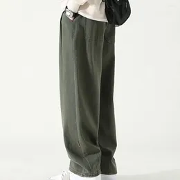 Men's Pants Solid Color Breathable Wide-leg Work Retro Style Versatile Trousers For