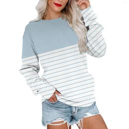 Women's Hoodies Women Striped Sweatshirt Casual Patchwork Round Neck Tunic Tracksuit Multi Colour Pullovers Streetwear Sudaderas De Mujer