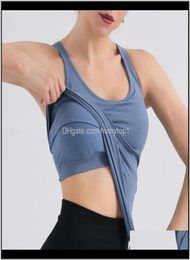 Outfits Vest With Chest Pad Yoga Tops Vestbra Fitness Women Sport Sexy Shirt Gym Sports Tank Top Workout Running Clothing 8R22M Vd2285468