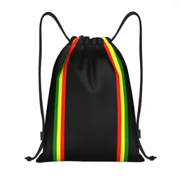 Shopping Bags Custom Rasta Stripe Color Drawstring Backpack Men Women Lightweight Jamaican Gym Sports Sackpack Sacks For Training