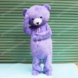 Christmas Purple Teddy Bear Mascot Costumes Halloween Fancy Party Dress Cartoon Character Carnival Xmas Advertising Birthday Party Costume Unisex Outfit