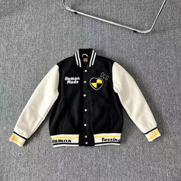 Fashion Brand Men Vintage Embroidered Baseball Jersey Leather Jacket Men Loose Coat Jacket Outside Men Outwear Coat