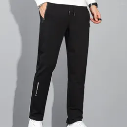 Men's Pants Men Winter Soft Thick Elastic Waist Loose Straight Drawstring Casual Sports Trousers Fall Sweatpants