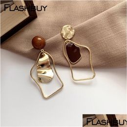 Flashbuy Gold Metal Irregar Drop Earrings For Women 2021 Geometric Statement Earring Fashion Jewellery Wedding Accessories Drop Dhgarden Otycd