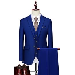 2023 New Men's Business Casual Suit Three Piece Set with Two Button Korean Fit Groom Suit Set for Men