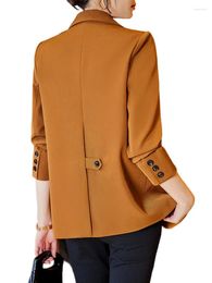 Women's Suits Fashion Women Blazer Jacket Ladies Green Brown Black Female Long Sleeve Single Breasted Straight Coat