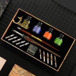 Fountain Pens Unique Dip Pen Sets Set no ink Star Starry Sky Glass Writing Student English Ink Calligraphy Stationery Gift 231027