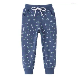 Trousers Jumping Metres 2-7T Arrival Girls Sweatpants With Flowers Print Drawstring Toddler Kids Full Length Pants Baby