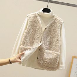 Women's Jackets Casual Lamb Wool Vest 2023 Autumn Winter O Neck Sleeveless Short Jacket Women Coat Clothes For