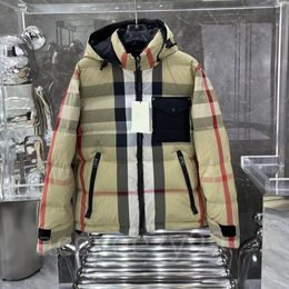 Luxury plaid hooded Down Jacket Men Down Jacket Winter Wram Coats Brand Puffer Jacket Double Sided Stand up Collar Plaid Top Designers woman Outerwear