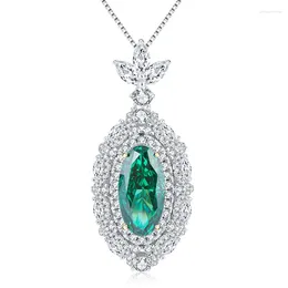 Chains S925 Silver High Carbon Diamond Grade Emerald Women's Pendant Necklace 8 16 Jewelry Wholesale