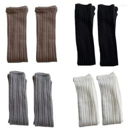 Women Socks Leg Warmer Harajuku Wheat Striped Knit Winter Warm Mohair Cover