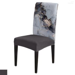 Chair Covers Marble Texture Gray Dining Cover 4/6/8PCS Spandex Elastic Slipcover Case For Wedding El Banquet Room