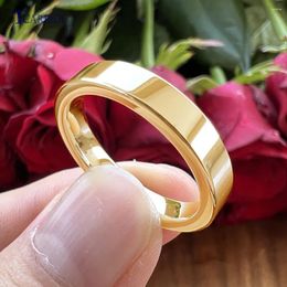 Cluster Rings 4MM Men Women Classic Wedding Band Multicolors Tungsten Carbide Pipe Cut Polished Finish Comfort Fit