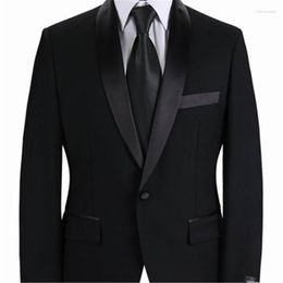Men's Suits Men's Black Shawl Collar Custume Made Fashion Wedding Men Suit 2Pieces(Jacket Pant Tie) Prom Masculino Trajes De Hombre