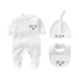 Family Matching Outfits Personalised born Outfit with Hat Bib clothes set Custom Baby Bodysuit Set Shower Gift Coming Home 231027