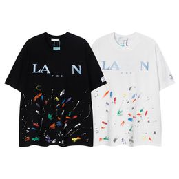 New Fashion Brand Designer High Quality Top Painted with Colourful Embroidery Letters Loose Round Neck Short Sleeve Versatile T-shirt for Men and Women Couples