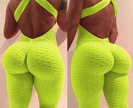 Women039s Sports Set Backless Playsuit Fitness Tights Jumpsuits Costume Yoga Suit Gym Bodysuit Tracksuit Push Up Running Sport 9853728