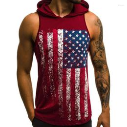 Men's Tank Tops Men's Men Hooded Vest Printing O-Neck Sleeveless Nylon Breathable Streetwear Top Summer 2023 Fitness Workout Sweatshirt