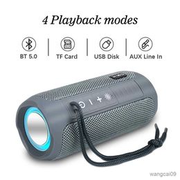 Mini Speakers Outdoor Speaker Waterproof Wireless Bass Subwoof Loudspeaker Box Support Card Radio Aux Input With LED Light
