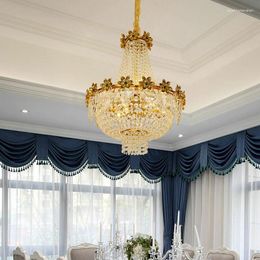 Pendant Lamps Mid-Ancient Crystal Chandelier Luxury European Court Copper Dining Room Bedroom Corridor Entrance