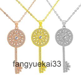 Fashion Personality Womens Color Gold Necklace T Home Key Pendant Plated Jewelry Versatile Sweater Chain