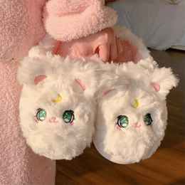 Sandals Funny Cute Cat Cotton Slipper's Winter Home Non Slip Warm Plush Soft Sole Shoes Animal Slipper Household 231027