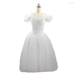 Stage Wear Professional Women Girls Performance White Long Romantic Ballet Dress