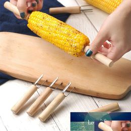 Bbq Tools Accessories 1 Pcs Corn Holders Stainless Steel On The Cob Fruit Forks With Wood Handle For Home Cooking And Prong Factor Dhwop