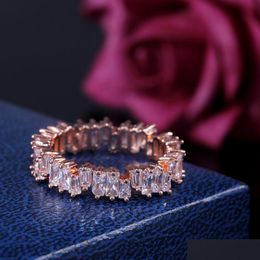 Band Rings Irregar Vertical Strip Couple Zircon Ring Women Engagement Cz Love Jewelry Party Gift Drop Delivery Dhxkf