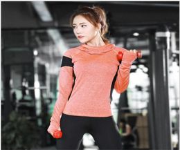 Fastdrying sports fitness jacket for ladies stretching slim capped Yoga jacket long sleeve Tshirt9170423