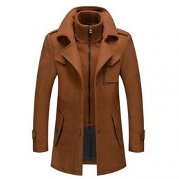 Men's Wool Blends 2023 Winter Coat Men Fashion Double Collar Thick Jacket Single Breasted Trench Casual Overcoats 231027