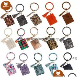 Designer Bag Wallet Leopard Print Leather Bracelet Keychain Credit Card Bangle Tassels Keyring Handbag Lady Accessories Wjy591 Drop De Dh8Ex