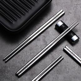 Chopsticks 304 Stainless Steel Square Chinese Stylish Healthy Light Weight Metal Non-slip Design Kitchen