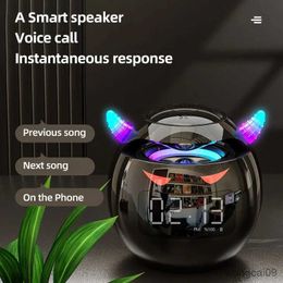 Mini Speakers Bluetooth-compatible Speaker with LED Digital Alarm Clock Card Music Player Wireless Mini Speaker Ball Shape Clock R231028