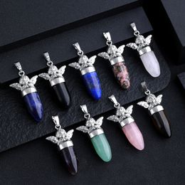 Angel Charms Bullet Shape Cone Stone Healing Crystal Soul Pendulum for Dowsing Divination Quartz Pendant Pendulo