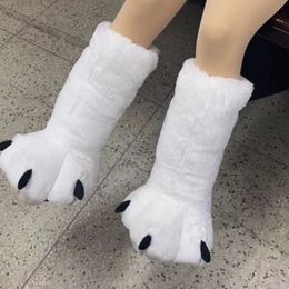 Slippers Women Winter Warm Slippers Cute Creative Bear Claw Shoes Girls Couples Indoor Furry Cotton Snow Boots Female Faux Fur Slides 231027