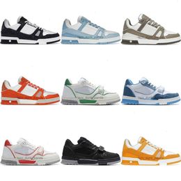 Designer flat sneaker virgil trainer casual shoes denim canvas leather abloh green red blue letter overlays fashion platform mens womens designe sneakers 36-45 Hot