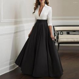 Skirts Black Satin Maxi Skirt For Women High Waist A Line Floor Length Formal Long Office Lady Vintage Evening Saia