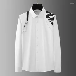 Men's Casual Shirts Metal Buckle Camouflage Straps Personalised Design Long-sleeved Shirt Slim Versatile Senior Sense Of Tide