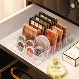 Storage Boxes 1PC Transparent Plastic 7 Grid Box Eyeshadow Tray Makeup Powder Blush Organiser Dresser Drawer