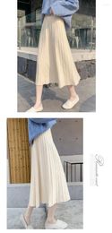 Skirts Knitted Skirt 2023 Autumn Winter Pleated Umbrella Long High Waist A-shaped Crotch Slim