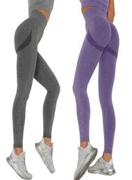 Women Yoga Pants 10 Colors Knit Seamless Sports Running Tights High Waist Gym Leggings Female Sexy Push Up Fitness Pants Trousers 1952512